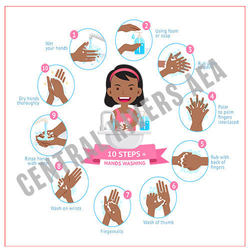 full_sized image of Color Poster COV-U Girl Handwashing - Clear Cling - 12x12 Square