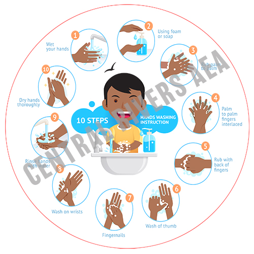 full_sized image of Color Poster COV-P Boy Handwashing - White Cling - 12x12 Circle