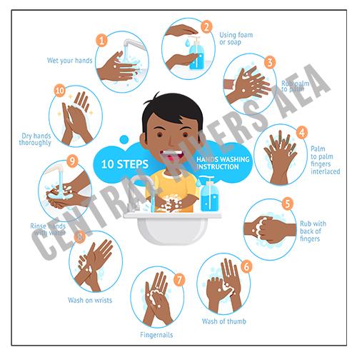 full_sized image of Color Poster COV-O Boy Handwashing - White Cling - 12x12 Square