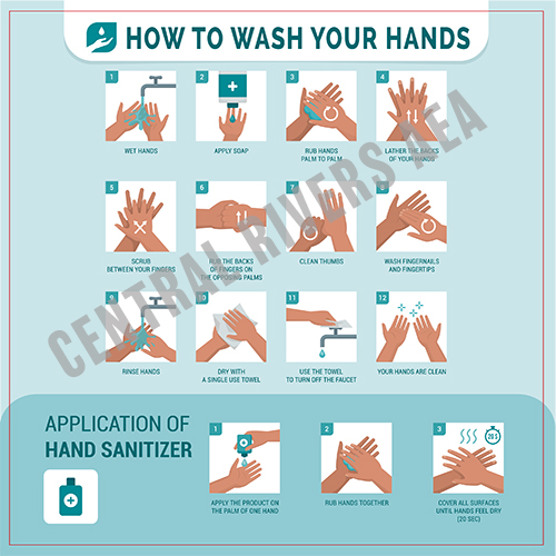 full_sized image of Color Poster COV-M How to Wash Your Hands - White Cling - 12x12 Square