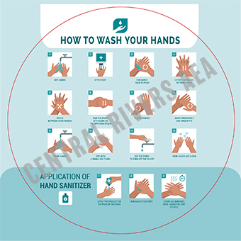 full_sized image of Color Poster COV-K How to Wash Your Hands - White Cling - 8x8 Circle