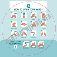 Color Poster COV-K How to Wash Your Hands - White Cling - 8x8 Circle