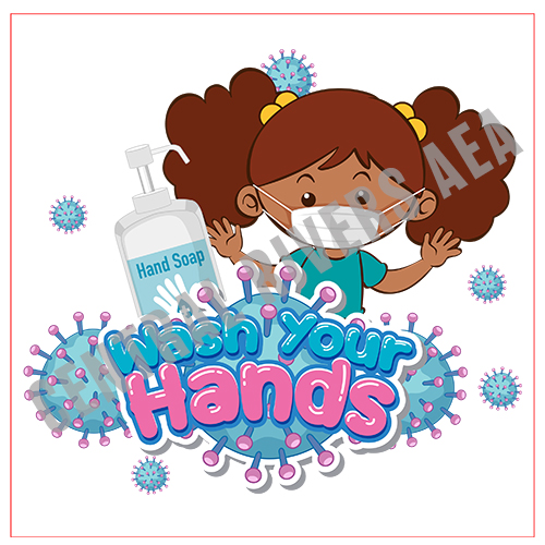 full_sized image of Color Poster COV-X Girl Wash Your Hands - Clear Cling - 12x12 Square